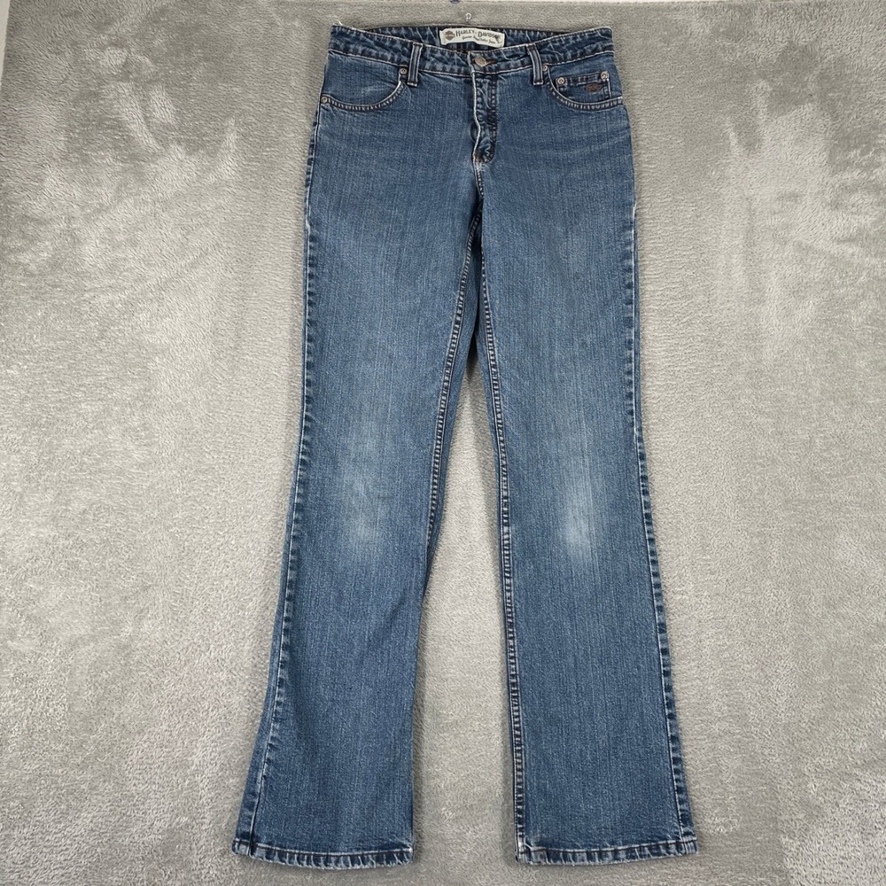Harley Davidson Bootcut Jeans Womens 6 Long Blue Denim Biker Moto Vintage 2000s